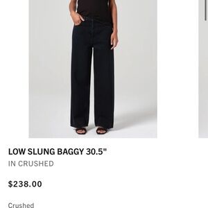 Agolde Low Slung Baggy Jeans - Crushed Black NWT Size 25